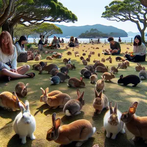 Fun Fact Image - Okunoshima Island: Home to Over 700 Affectionate Bunnies