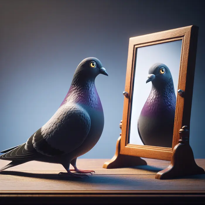 Fun Fact Image - Pigeons Show Self-Awareness by Recognizing Their Reflections