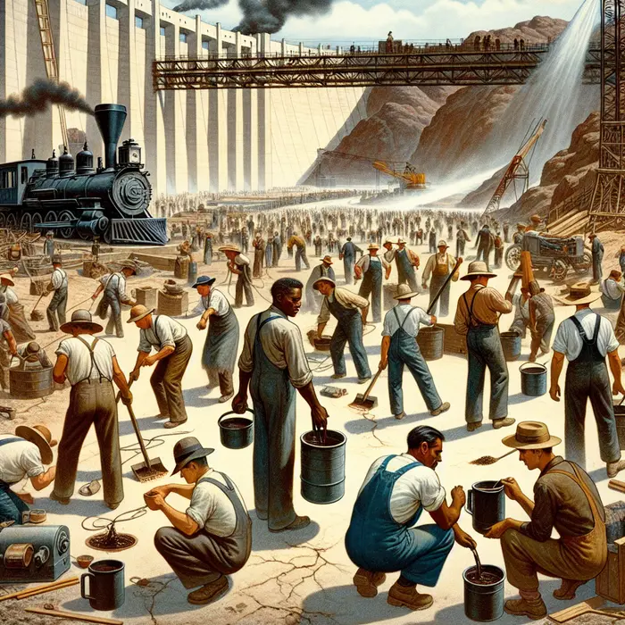 Fun Fact Image - Construction Workers' Tea Ritual During the Hoover Dam Build