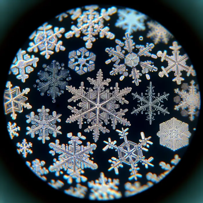 Fun Fact Image - Intricate Designs: Exploring Snowflakes Through a Microscope